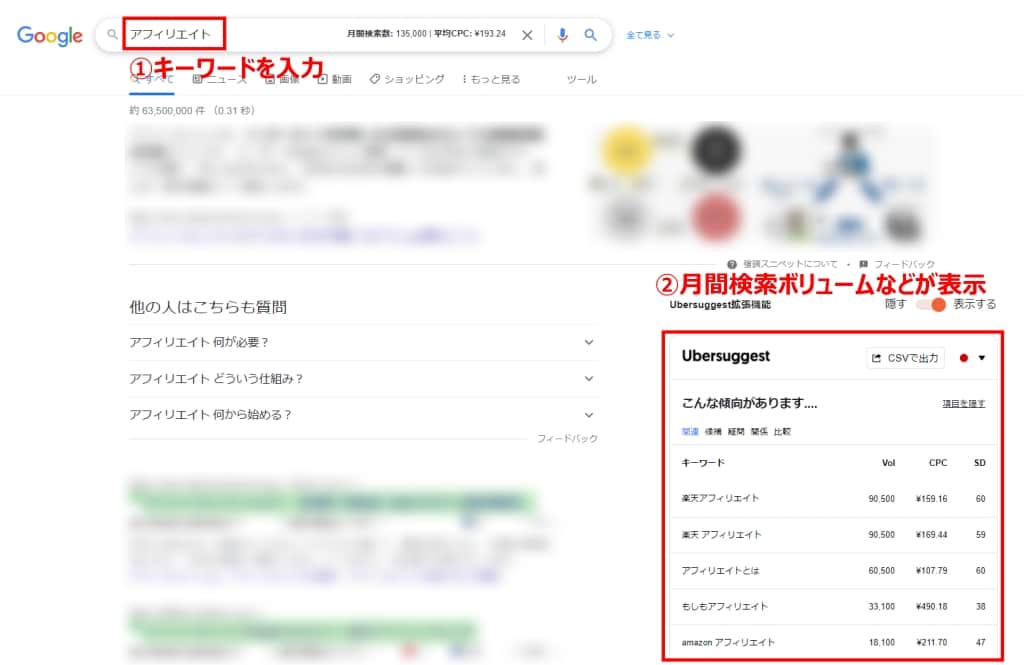 月間検索ボリュームの確認方法