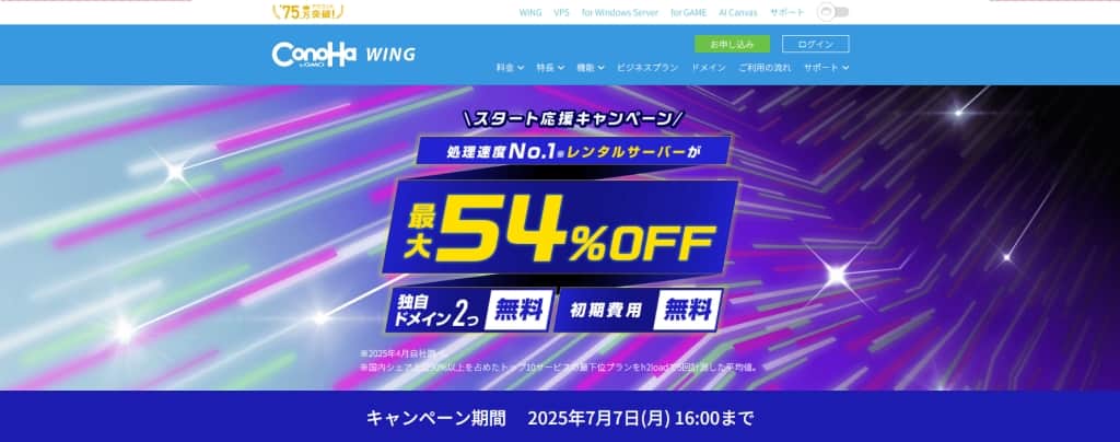 ConoHa WINGでおこなわれているキャンペーン