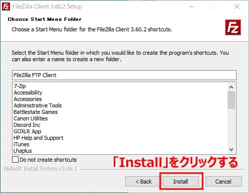 「Install」をクリックする